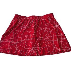 LBH - Women's Pull On Athletic Pickleball Golf Skort Shorts Red and White L